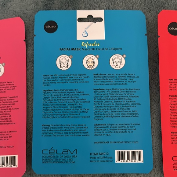 Celavi facial masks bundle of 3 pomegranate, collagen, and Ginseng New - Picture 6 of 8